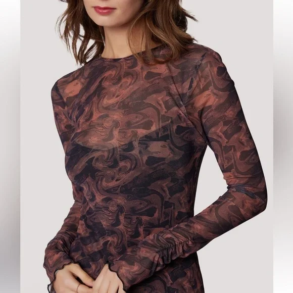 NWT Lost + Wander Contessa Long Sleeve Mesh Midi Dress Sz Large - Picture 3 of 13